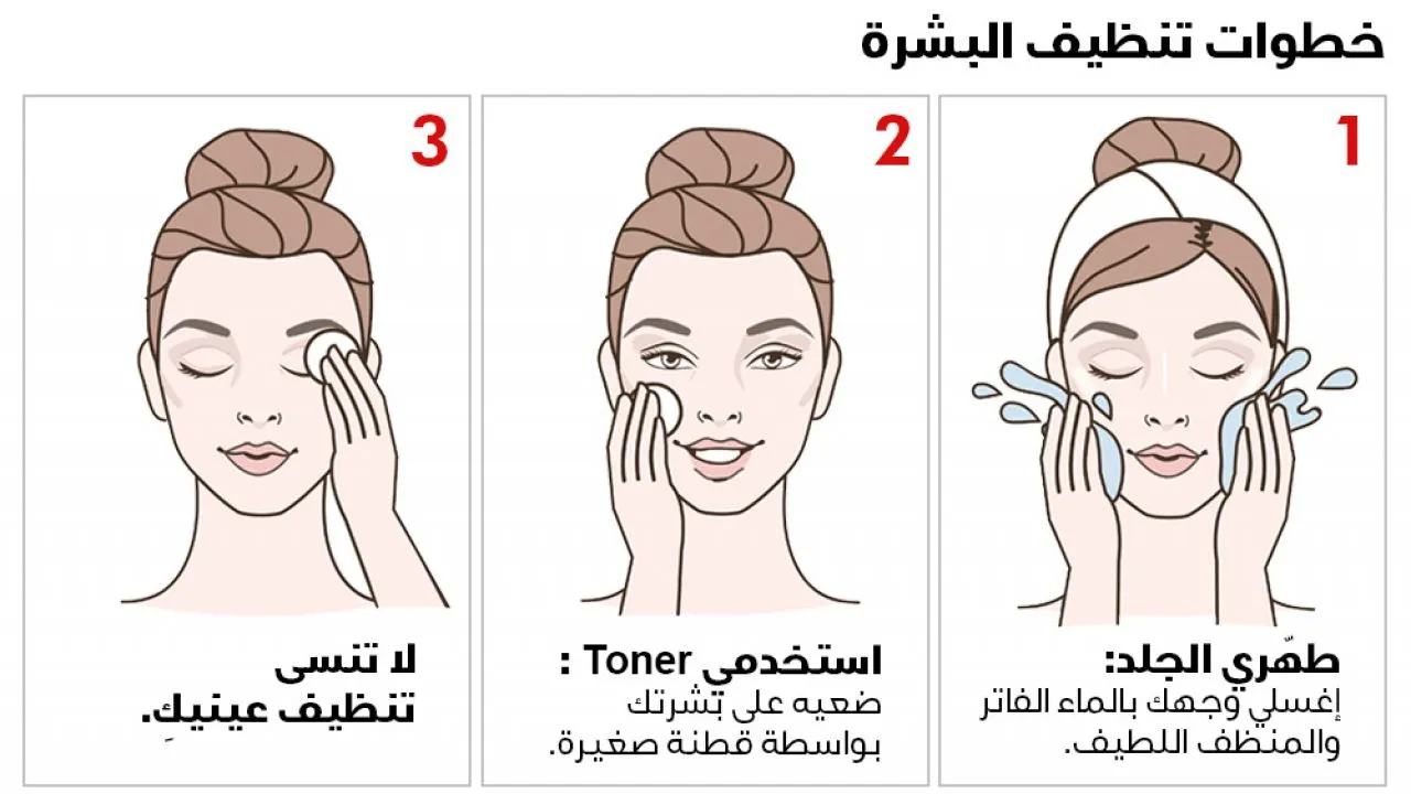 خطوات تنظيف البشرة